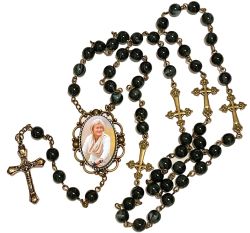 Antiqued Large Photo Rosary Necklace Urn