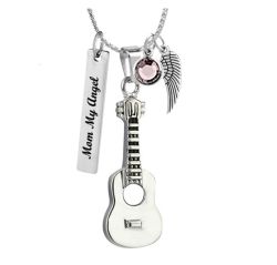 Guitar Cremation Jewelry Urn - Love Charms Option