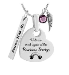 Meet At Rainbow Bridge Pet Heart Jewelry Urn - Love Charms® Option