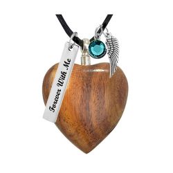 Heart Walnut Cremation Necklace Urn - Love Charm Options