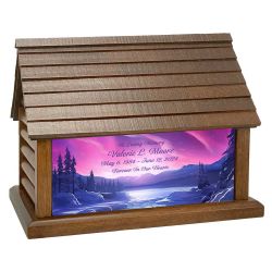 Heavenly Northern Lights Cremation Urn - Log Cabin Keep The Memory®