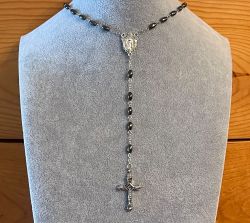 Hematite Rosary Necklace Urn