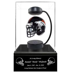 Football Cremation Urn & Denver Broncos Hover Helmet Décor