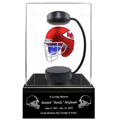 Football Adult or Medium Cremation Urn & Kansas City Chiefs Hover Helmet Décor - Free Engraving