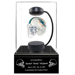 Football Cremation Urn & Miami Dolphins Hover Helmet Décor