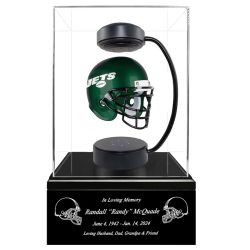 Football Cremation Urn & New York Jets Hover Helmet Décor - Free Engraving