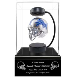 Football Cremation Urn & Detroit Lions Hover Helmet Décor