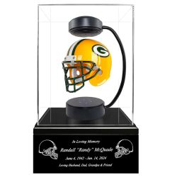 Football Cremation Urn & Green Bay Packers Hover Helmet Décor