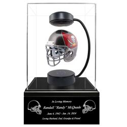 Football Cremation Urn & Tampa Bay Buccaneers Hover Helmet Décor