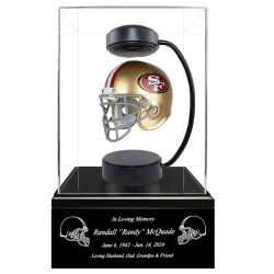 Football Adult or Medium Cremation Urn & San Francisco 49ers Hover Helmet Décor - Free Engraving
