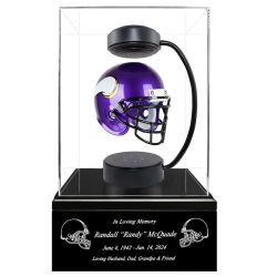 Football Adult or Medium Cremation Urn & Minnesota Vikings Hover Helmet Décor - Free Engraving