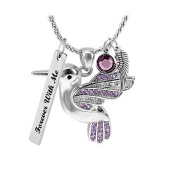 Hummingbird Purple Sterling Silver Ash Urn - Love Charms™ Option