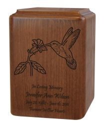 Customized Hummingbird Wood Urn 