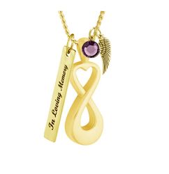 Infinity Heart Gold Cremation Urn Pendant