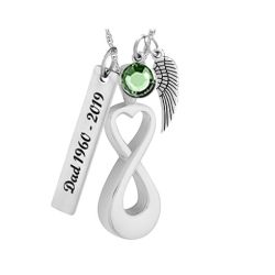 Infinity Silver Heart Cremation Pendant Urn - Love Charms Option