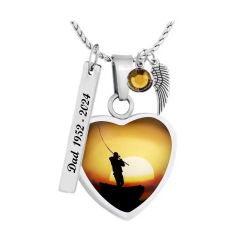 Lake Fishing Heart Jewelry Urn - Love Charms® Option