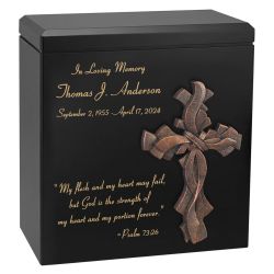 Lashed Cross & Scripture Wood Cremation Adult Urn
