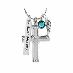 Lashed Cross Cremation Jewelry Urn - Love Charms Option
