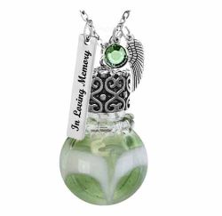 Leaf Swirl Glass Jewelry Cremation Urn - Love Charms Option