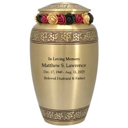 Leaves Of Peace Brass Cremation Urn - Tribute Wreath™ - Pro Diamond Engraving