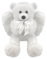 Little Angel Teddy Bear Keepsake Urn - Personalized Ribbon Option