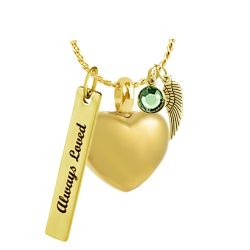 Little Charmer Gold Heart Ash Pendant Urn - Love Charms Option