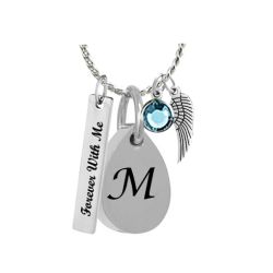 Stainless Initial Teardrop Necklace Ash Urn - Love Charms Option