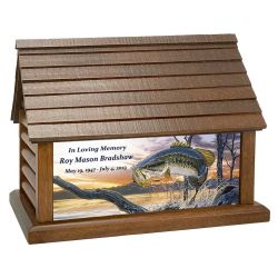 Large Mouth Bass Log Cabin Keep The Memory® Cremation Urn