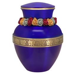 Blue Lotus Band Brass Cremation Urn - Tribute Wreath™ - Pro Laser Engraving