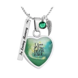 I Love You To The Moon And Back Heart Jewelry Urn - Love Charms® Option