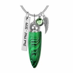Malachite Crystal Cremation Jewelry Urn - Love Charms Option