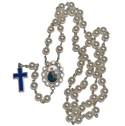 Marian Blue And White Photo Rosary Necklace Urn