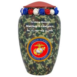 US Marine Corps Camouflage Cremation Urn - Tribute Wreath™ - Pro Sand Carved Engraving