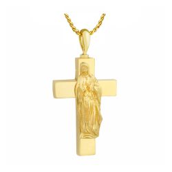 Mary On The Cross 10kt or 14KT Gold Cremation Jewelry Urn - SHIPS NOW