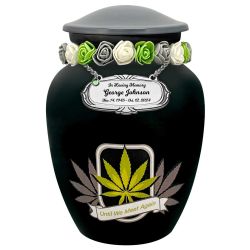 Until We Meet Again Marijuana Medium Cremation Urn - Tribute Wreath™ Option - Pro Sand Carved Engraving