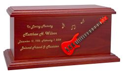 Red Electric Guitar Medium Wood Urn