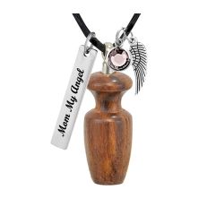 Mini Urn Walnut Cremation Necklace Urn - Love Charms Option