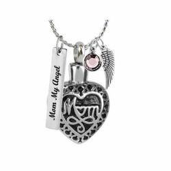 Mom Heart Cremation Jewelry Urn - Love Charms Option