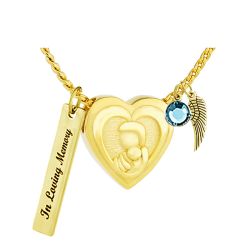 Mother And Child Gold Cremation Jewelry Urn - Love Charms™ Option 