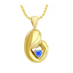 Mother and Child 14kt Gold Blue Crystal Jewelry Urn - SHIPS NOW