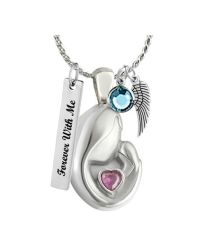 Mother & Child Fuchsia Crystal Ashes Urn - Love Charms Option
