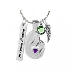 Mother & Child Purple Crystal Jewelry Urn - Love Charms Option