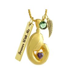 Mother and Child Purple Crystal Gold Ashes Urn - Love Charms Option