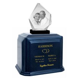 Monarch Companion Blue Marble 3D Diamond Crystal Urn - For Two