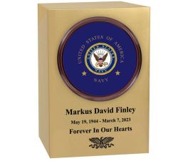 US Navy Memorial Medallion Urn - Adult Metal Cremation Urn