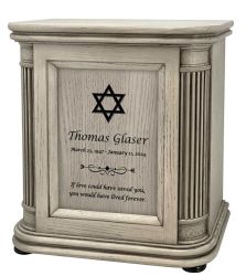 French Country Grey Jewish Star Urn by Howard Miller - Adult Wood Cremation Urn