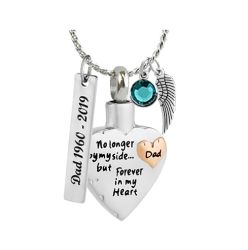 Dad No Longer By My Side Jewelry Urn - Love Charms Option