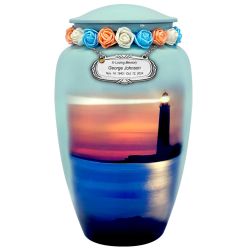 Ocean Lighthouse Adult Cremation Urn - Tribute Wreath™ - Pro Sand Carved Engraving