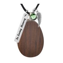 Oval Walnut Cremation Necklace Urn - Love Charms Option