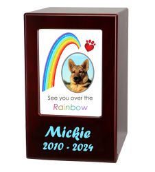 Paw Rainbow Pet Urn - Dogs or Cats Wood Urn